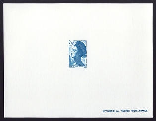 1982 2.30fr France 'Liberty, after Delacroix' Trial Color Proof Sheetlet, Epreuve de Luxe, Deluxe Presentation Miniature Sheet