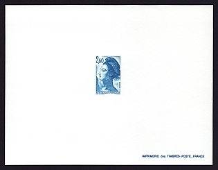 1982 2.60fr France 'Liberty, after Delacroix' Trial Color Proof Sheetlet, Epreuve de Luxe, Deluxe Presentation Miniature Sheet