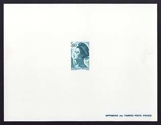 1982 5fr France 'Liberty, after Delacroix' Trial Color Proof Sheetlet, Epreuve de Luxe, Deluxe Presentation Miniature Sheet