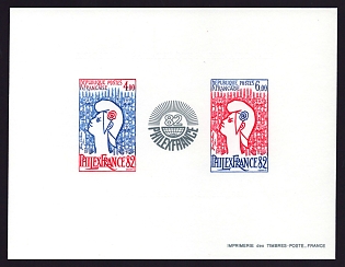 1982 4-6fr France 'Marianne, by Jean Cocteau' Compound Proof Sheetlet, Epreuve de Luxe, Deluxe Presentation Miniature Sheet