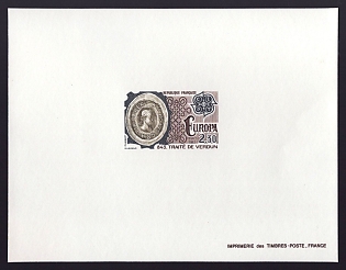 1982 2.30fr France 'Treaty of Verdun' Proof Sheetlet, Epreuve de Luxe, Deluxe Presentation Miniature Sheet