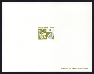 1983 1.05fr France 'Spring' Trial Color Proof Sheetlet, Epreuve de Luxe, Deluxe Presentation Miniature Sheet