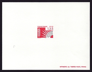 1983 1.35fr France 'Summer' Trial Color Proof Sheetlet, Epreuve de Luxe, Deluxe Presentation Miniature Sheet
