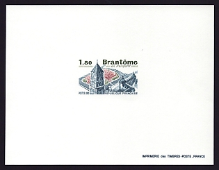 1983 1.80fr France 'Brantome (Perigord)' Proof Sheetlet, Epreuve de Luxe, Deluxe Presentation Miniature Sheet