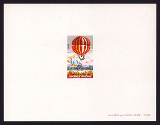1983 3fr France 'Manned Flight Bicentenary' Proof Sheetlet, Epreuve de Luxe, Deluxe Presentation Miniature Sheet