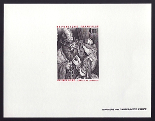 1983 4fr France 'Illustration from Perrault's Folk Tales, by Gustave Dore' Proof Sheetlet, Epreuve de Luxe, Deluxe Presentation Miniature Sheet