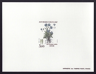 1983 3fr France 'Aster' Proof Sheetlet, Epreuve de Luxe, Deluxe Presentation Miniature Sheet