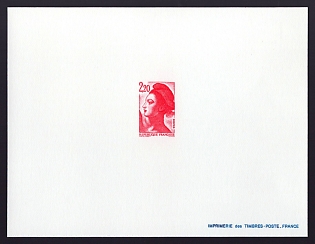 1983-87 2.20fr France 'Liberty Type of 1982' Trial Color Proof Sheetlet, Epreuve de Luxe, Deluxe Presentation Miniature Sheet