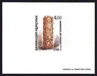 1984 4fr France 'Homage to the Cinema, by Cesar' Proof Sheetlet, Epreuve de Luxe, Deluxe Presentation Miniature Sheet