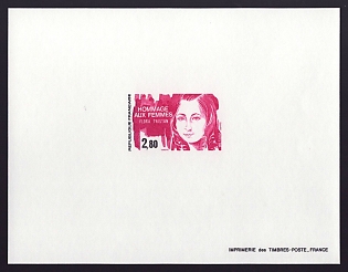 1984 2.80fr France 'Flora Tristan (1803-44), Feminist' Proof Sheetlet, Epreuve de Luxe, Deluxe Presentation Miniature Sheet