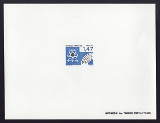 1984 1.47fr France 'Spades' Proof Sheetlet, Epreuve de Luxe, Deluxe Presentation Miniature Sheet