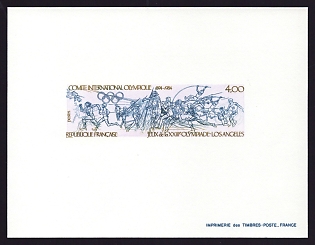 1984 4fr France 'Olympic Events' Proof Sheetlet, Epreuve de Luxe, Deluxe Presentation Miniature Sheet