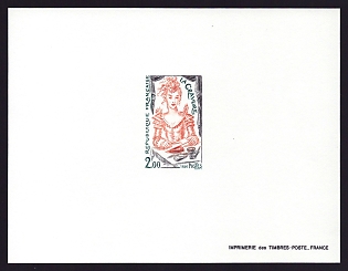 1984 2fr France 'Engraving' Proof Sheetlet, Epreuve de Luxe, Deluxe Presentation Miniature Sheet