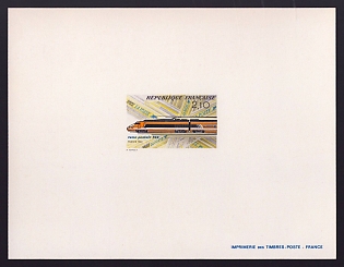 1984 2.10fr France 'High-speed Train Mail Transport' Proof Sheetlet, Epreuve de Luxe, Deluxe Presentation Miniature Sheet