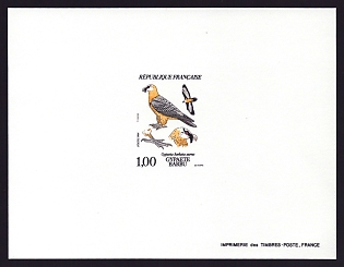 1984 1fr France 'Local Birds' Proof Sheetlet, Epreuve de Luxe, Deluxe Presentation Miniature Sheet