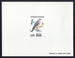 1984 3fr France 'Local Birds' Proof Sheetlet, Epreuve de Luxe, Deluxe Presentation Miniature Sheet