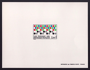 1985 2.50fr France 'French TV, 50th Anniv' Proof Sheetlet, Epreuve de Luxe, Deluxe Presentation Miniature Sheet