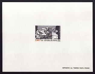 1985 2.40fr France 'Housing in Givors' Proof Sheetlet, Epreuve de Luxe, Deluxe Presentation Miniature Sheet