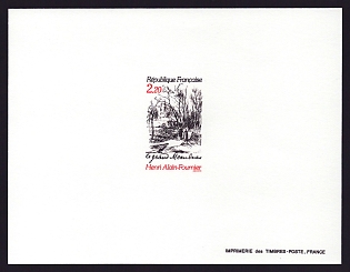 1986 2.20fr France 'Scene from Le Grand Meaulnes, by Henry AlainFournier (b. 1886), Novelist' Proof Sheetlet, Epreuve de Luxe, Deluxe Presentation Miniature Sheet