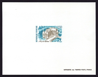 1987 2.50fr France 'Azay-le-Rideau Chateau' Proof Sheetlet, Epreuve de Luxe, Deluxe Presentation Miniature Sheet