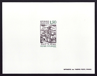 1987 1.90fr France 'Gaspard de Montagnes, from a Manuscript lllustration' Proof Sheetlet, Epreuve de Luxe, Deluxe Presentation Miniature Sheet