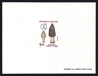 1987 4fr France 'Mushrooms' Proof Sheetlet, Epreuve de Luxe, Deluxe Presentation Miniature Sheet