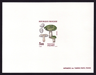 1987 5fr France 'Mushrooms' Proof Sheetlet, Epreuve de Luxe, Deluxe Presentation Miniature Sheet