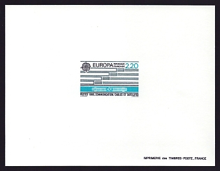 1988 2.20fr France 'Communication and transportation' Proof Sheetlet, Epreuve de Luxe, Deluxe Presentation Miniature Sheet