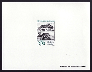1988 2fr France 'Button's Natural History' Proof Sheetlet, Epreuve de Luxe, Deluxe Presentation Miniature Sheet