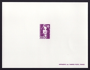 1990-92 50c France 'Marianne' Trial Color Proof Sheetlet, Epreuve de Luxe, Deluxe Presentation Miniature Sheet