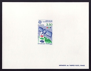 1991 3.50fr France 'Television satellite' Proof Sheetlet, Epreuve de Luxe, Deluxe Presentation Miniature Sheet