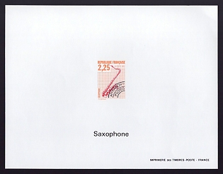 1992 2.25fr France 'Musical Instruments Type of 1989' Proof Sheetlet, Epreuve de Luxe, Deluxe Presentation Miniature Sheet