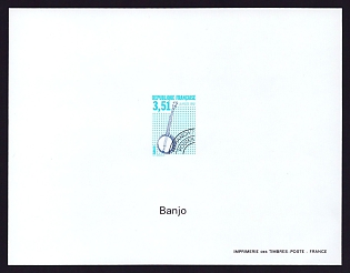 1992 3.51fr France 'Musical Instruments Type of 1989' Proof Sheetlet, Epreuve de Luxe, Deluxe Presentation Miniature Sheet