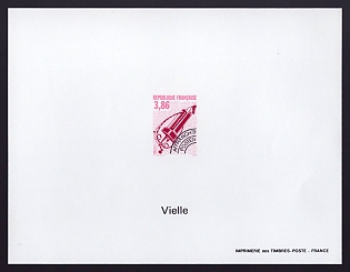 1993 3.86fr France 'Musical Instruments Type of 1989' Proof Sheetlet, Epreuve de Luxe, Deluxe Presentation Miniature Sheet