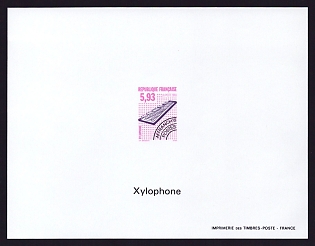 1993 5.93fr France 'Musical Instruments Type of 1989' Proof Sheetlet, Epreuve de Luxe, Deluxe Presentation Miniature Sheet