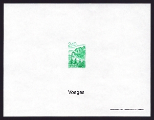 1995 2.40fr France 'Forest, Vosges' Trial Color Proof Sheetlet, Epreuve de Luxe, Deluxe Presentation Miniature Sheet