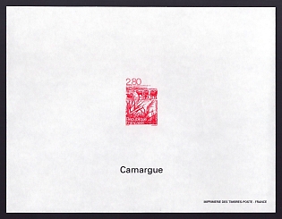 1995 2.80fr France 'Wetlands, cattle, Camargue' Trial Color Proof Sheetlet, Epreuve de Luxe, Deluxe Presentation Miniature Sheet