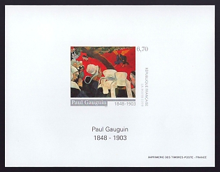 1998 6.70fr France 'Vision After the Sermon, by Paul Gauguin (1848-1903)' Proof Sheetlet, Epreuve de Luxe, Deluxe Presentation Miniature Sheet