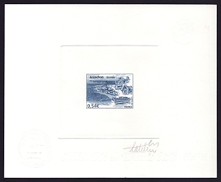 2007 54c France 'Arcachon' Sunken Trial Color Proof Sheetlet, Epreuve de Luxe, Deluxe Presentation Miniature Sheet