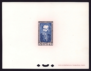 1952 12fr + 3fr France 'Edouard Manet' Proof Sheetlet, Epreuve de Luxe, Deluxe Presentation Miniature Sheet