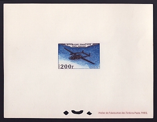 1954 200fr France 'Noratlas' Airmail Proof Sheetlet, Epreuve de Luxe, Deluxe Presentation Miniature Sheet