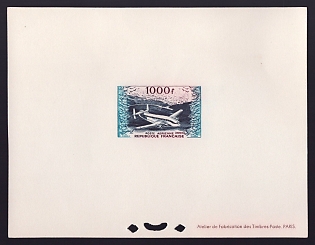 1954 1000fr France 'Provence' Airmail Proof Sheetlet, Epreuve de Luxe, Deluxe Presentation Miniature Sheet
