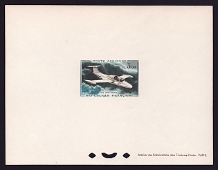 1960 3fr France 'MS760, Paris' Airmail Proof Sheetlet, Epreuve de Luxe, Deluxe Presentation Miniature Sheet