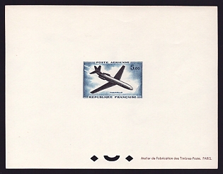 1960 5fr France 'Caravelle' Airmail Proof Sheetlet, Epreuve de Luxe, Deluxe Presentation Miniature Sheet