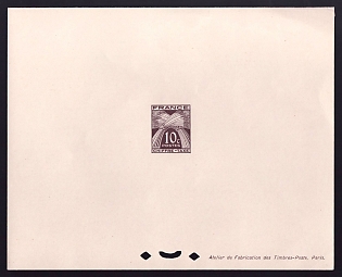 1943-46 10c France 'Sheaves of Wheat' Trial Color Proof Sheetlet, Epreuve de Luxe, Deluxe Presentation Miniature Sheet