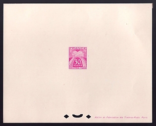 1943-46 30c France 'Sheaves of Wheat' Trial Color Proof Sheetlet, Epreuve de Luxe, Deluxe Presentation Miniature Sheet