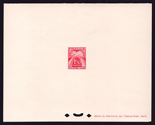 1943-46 1.50fr France 'Sheaves of Wheat' Trial Color Proof Sheetlet, Epreuve de Luxe, Deluxe Presentation Miniature Sheet