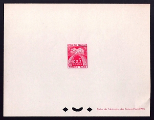 1960 5c France 'Sheaves of Wheat' Trial Color Proof Sheetlet, Epreuve de Luxe, Deluxe Presentation Miniature Sheet