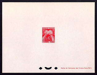 1960 10c France 'Sheaves of Wheat' Trial Color Proof Sheetlet, Epreuve de Luxe, Deluxe Presentation Miniature Sheet