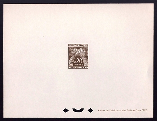 1960 20c France 'Sheaves of Wheat' Trial Color Proof Sheetlet, Epreuve de Luxe, Deluxe Presentation Miniature Sheet